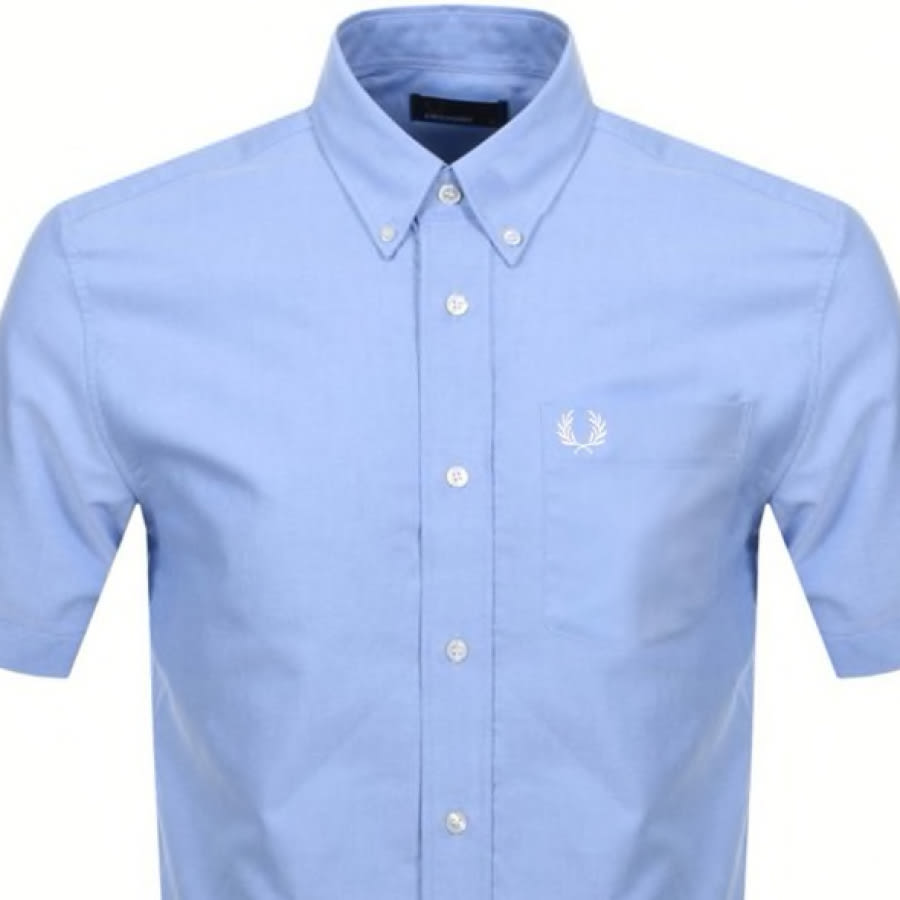 Alternative Image for ProductFred Perry Short Sleeved Oxford Shirt Blue2